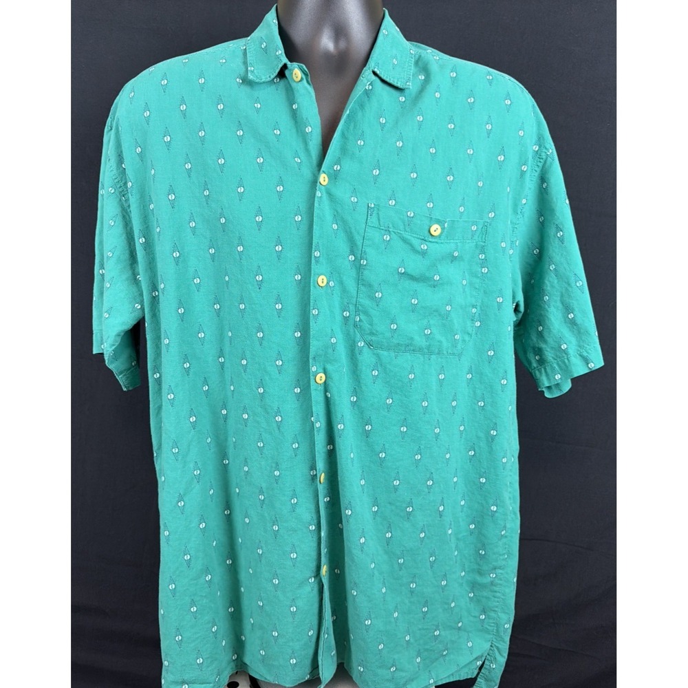 Vintage Point Zero Mens Small Button Down SS Shirt AOP Skater Surf Beach Y2K 90s